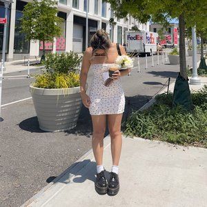 OSCAR MINI DRESS WHITE FLORAL US 4